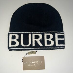 Burberry Black and White Knit Beanie